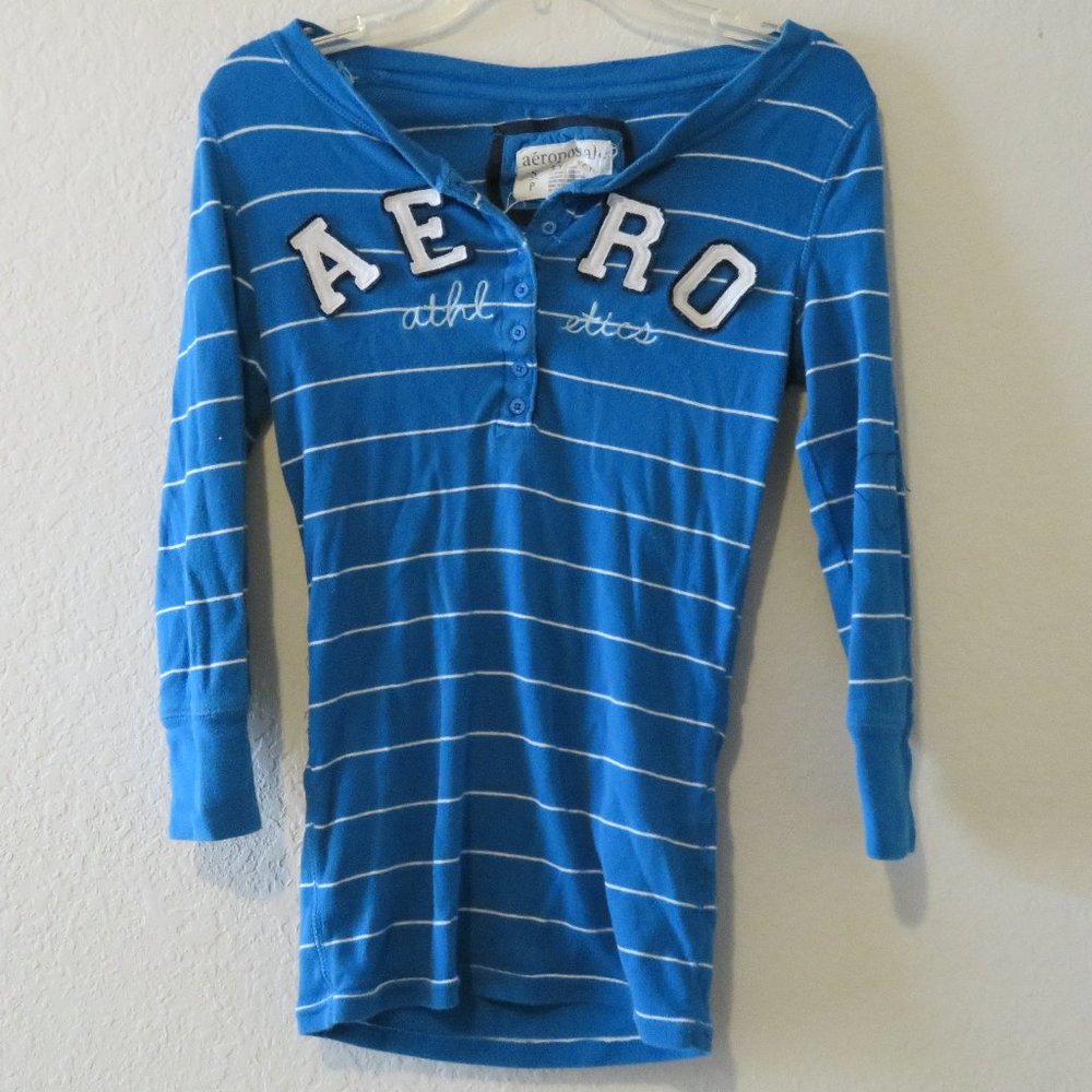 Aeropostale Striped Blue & White Shirt